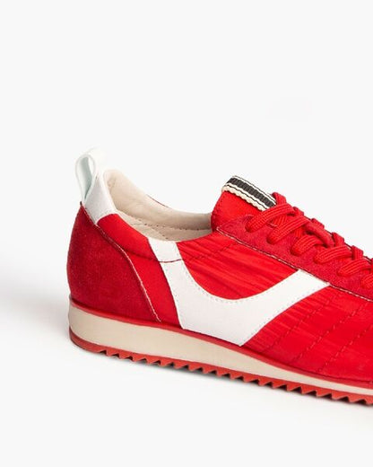 Red Suede Sneakers with White Detail