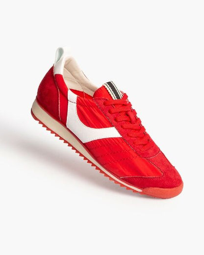 Red Suede Sneakers with White Detail