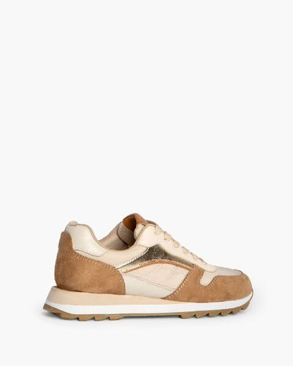 Cream Suede Sneakers with Metallic Details
