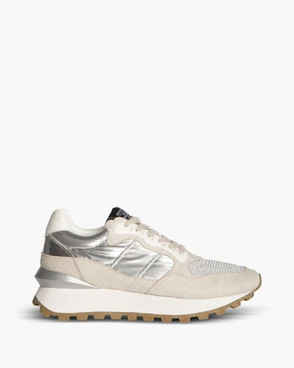 Silver Mesh Low-Top Sneakers with Textured Sole