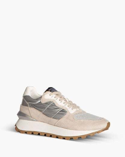 Silver Mesh Low-Top Sneakers with Textured Sole