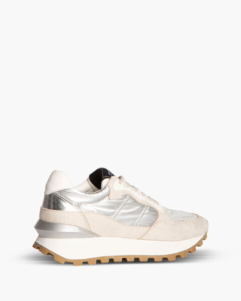 Silver Mesh Low-Top Sneakers with Textured Sole
