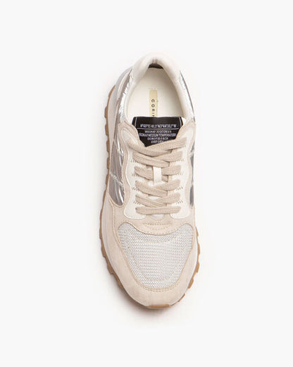 Silver Mesh Low-Top Sneakers with Textured Sole