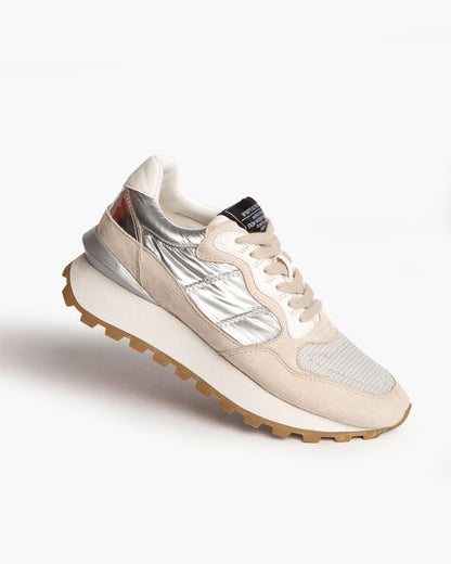 Silver Mesh Low-Top Sneakers with Textured Sole