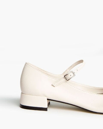 Beige Leather Mary Jane with Contrasting Toe