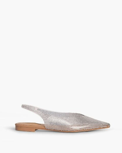 Silver Textured Slingback Flats