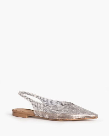 Silver Textured Slingback Flats
