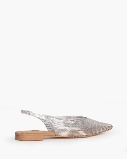 Silver Textured Slingback Flats