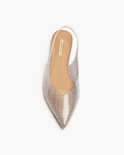 Silver Textured Slingback Flats
