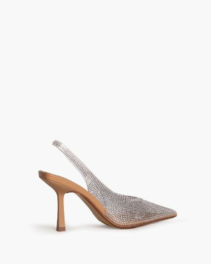 Silver Textured Slingback Heel