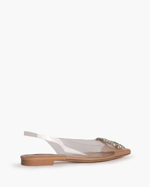 Clear PVC Slingback Flats with Embellished Accent