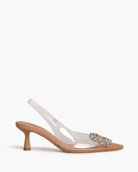 Clear PVC Slingback Heels with Embellished Toe
