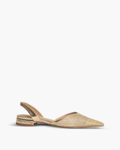 Gold Textured Slingback Flats