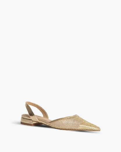 Gold Textured Slingback Flats