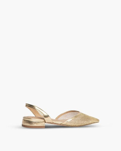 Gold Textured Slingback Flats