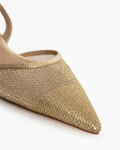 Gold Textured Slingback Flats