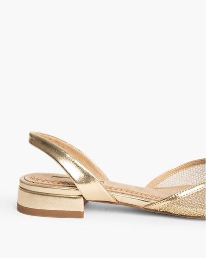 Gold Textured Slingback Flats