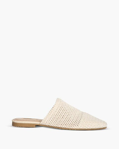 Cream Woven Mule with Open Back