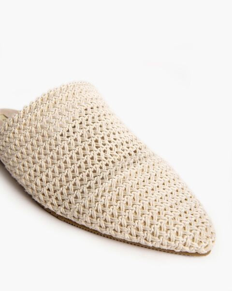 Cream Woven Mule with Open Back