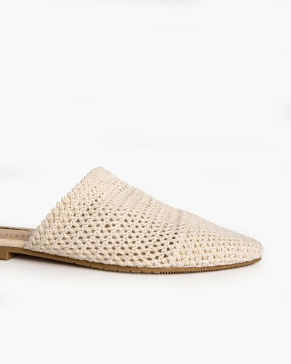 Cream Woven Mule with Open Back
