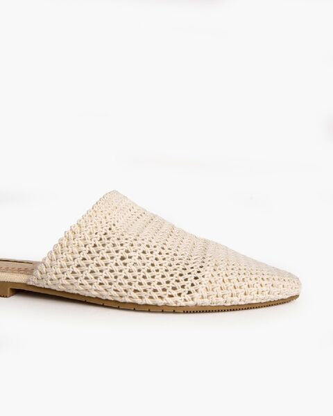 Cream Woven Mule with Open Back