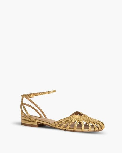 Gold Braided Sandal with Ankle Strap