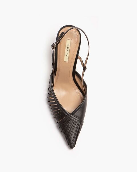 Black Strappy Slingback Heels with Pointed Toe