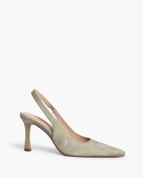 Sage Suede Slingback Pumps with Pointed Toe