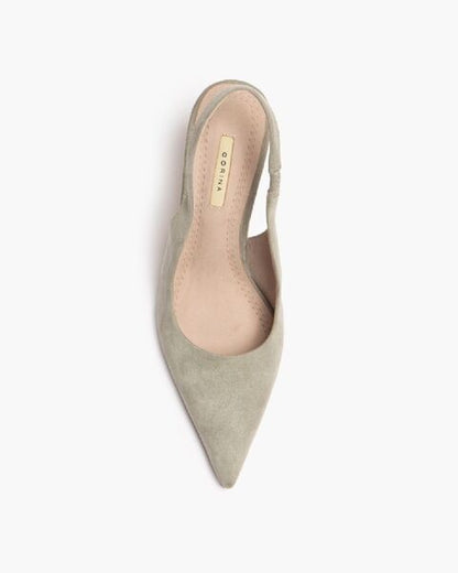 Sage Suede Slingback Pumps with Pointed Toe