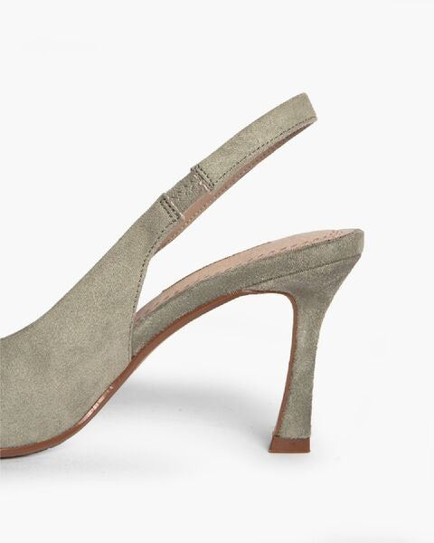 Sage Suede Slingback Pumps with Pointed Toe