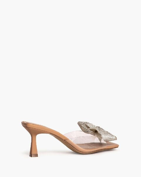 Beige Mesh Mule with Rhinestone Accent