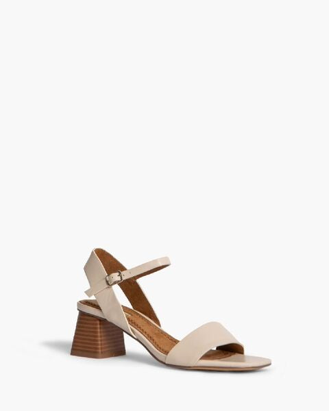 Beige Sandal with Wooden Block Heel