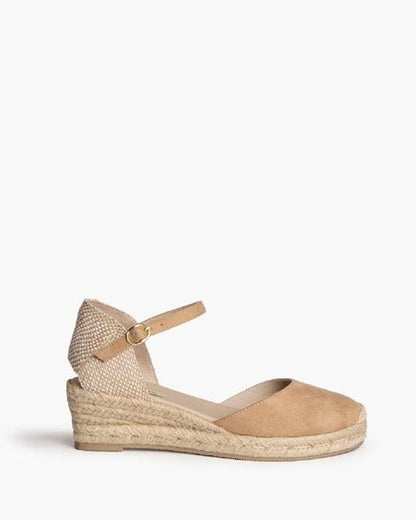 Beige Espadrille Wedges with Ankle Strap
