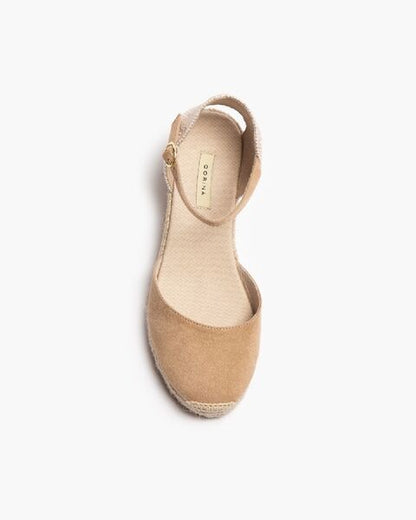 Beige Espadrille Wedges with Ankle Strap