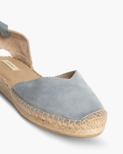 Sky Blue Fabric Espadrille with Ankle Tie