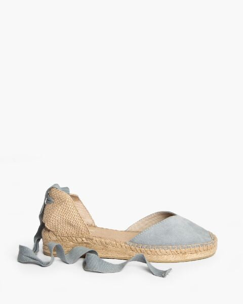 Sky Blue Fabric Espadrille with Ankle Tie