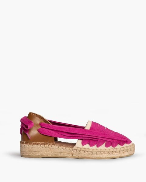Pink Embossed Espadrille Slip-Ons