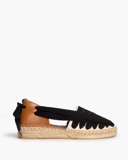 Two-Tone Espadrille Sandals with Ribbon Detail