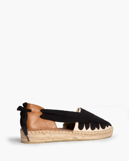 Two-Tone Espadrille Sandals with Ribbon Detail