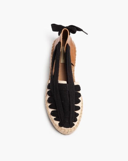 Two-Tone Espadrille Sandals with Ribbon Detail