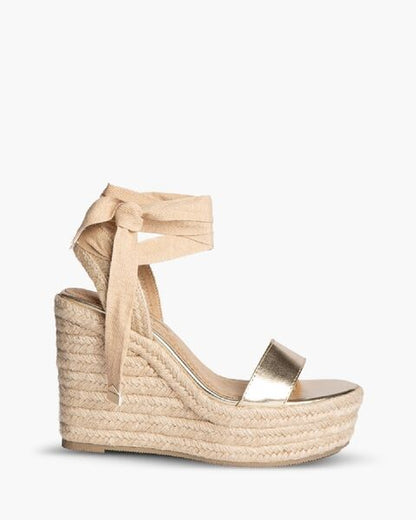 Natural Espadrille Wedges with Ankle Tie