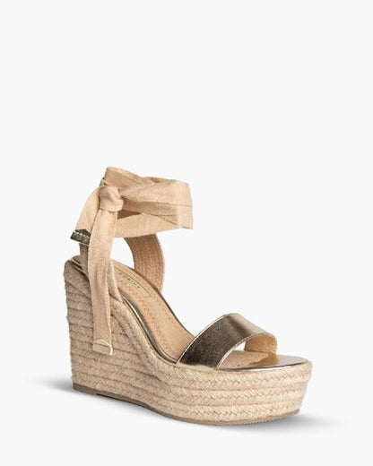 Natural Espadrille Wedges with Ankle Tie