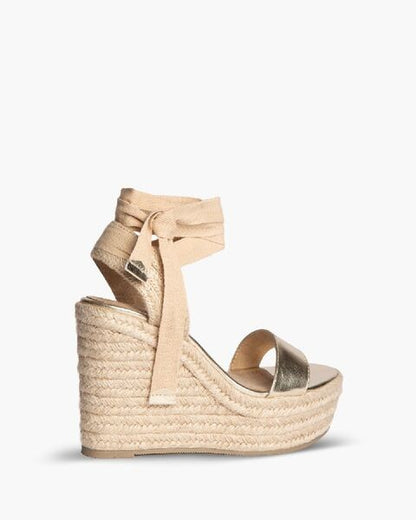 Natural Espadrille Wedges with Ankle Tie