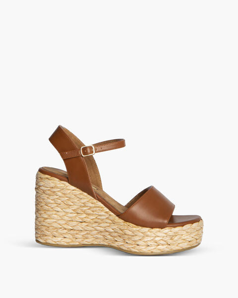 Brown Wedge Sandal with Braided Platform