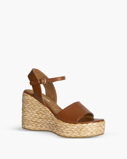 Brown Wedge Sandal with Braided Platform