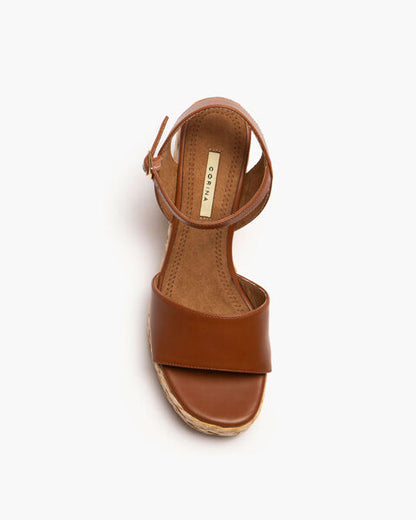 Brown Wedge Sandal with Braided Platform