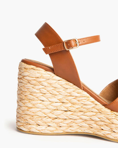 Brown Wedge Sandal with Braided Platform