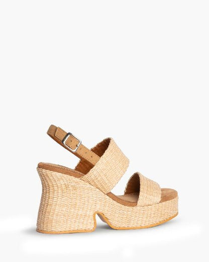 Natural Textured Platform Sandal with Adjustable Strap