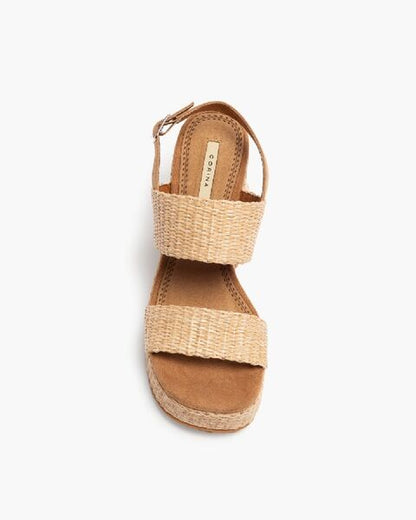 Natural Textured Platform Sandal with Adjustable Strap