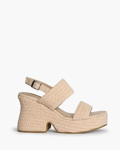 Neutral Braided Sandal with Chunky Heel